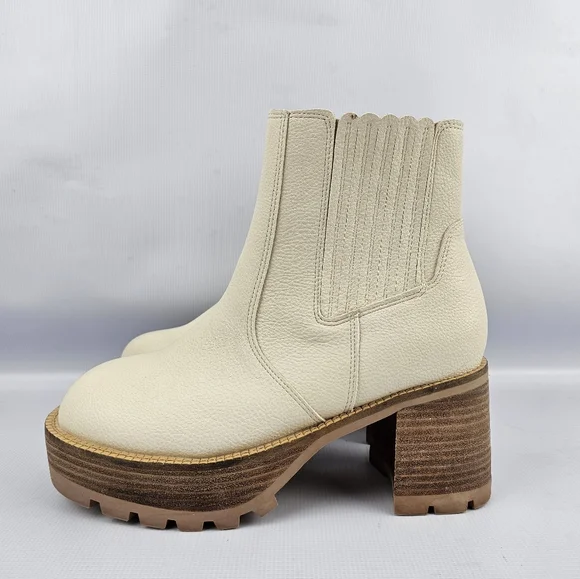 Oasis Society Aubrey Platform Vegan Leather Paneled Zip Boots Cream 7 - Picture 5 of 14